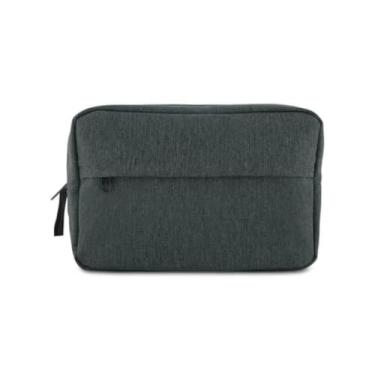 Imagem de Necessaire Premium em Poliéster 300D, Cinza Escuro, Bolsa Organizadora para Viagem com Compartimento Frontal e Alça Lateral, 3L de Capacidade, 17 x 25,4 x 8,5 cm