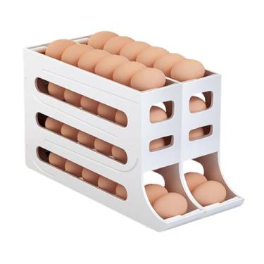 Imagem de Suporte para Ovos de 4 Andares Geladeira - Organizador com Rolamento Automático Dispenser Economizar Espaço Container Grande Capacidade 30 2 Pacotes