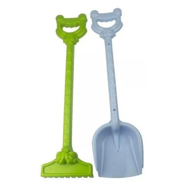 Imagem de Kit Verão Praia Infantil Pá E Rastelo Ferramenta Grande 45m - Plasbrin