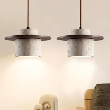 Imagem de Luminária pendente estilo japonês Wabi Sabi, soquete E27, lustre nórdico de mármore com cúpula de pedra natural, luminária suspensa simples para sala de jantar, cabeceira, ilha de cozinha e