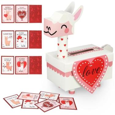 Imagem de Motipuns 31 peças de caixa de correio e conjunto de cartão de alpaca para dia dos namorados - kit de artesanato de caixa de cartão para troca de sala de aula escolar, lembrancinhas de festa dos