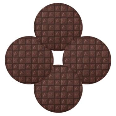 Imagem de Wassud Jogo americano conjunto de 4 tapetes redondos de coração de chocolate amargo para cozinha e jantar tapetes laváveis resistentes ao calor para decoração de mesa 39 cm