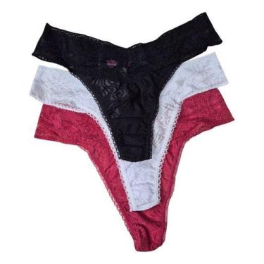 Imagem de Kit Com 3 Calcinhas Fio Dental Xamego DeMillus 016198 Branco, Renda, G