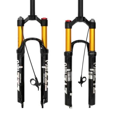 Imagem de B Bolany Garfo de suspensão para bicicleta de montanha, garfo de suspensão para bicicleta de montanha, ar de 26/27,5/73,7 cm, garfo dianteiro de bicicleta de tubo reto/cônico de 100 mm (remoto, 66 cm)