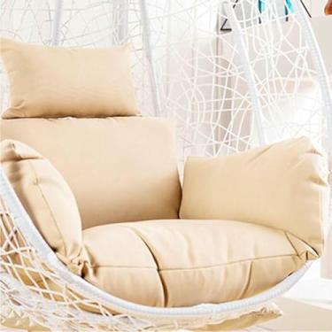 Imagem de Almofada para cadeira suspensa tipo ovo, dobrável e impermeável, com apoio de cabeça, ideal para varanda, quintal ou rede de balanço.
