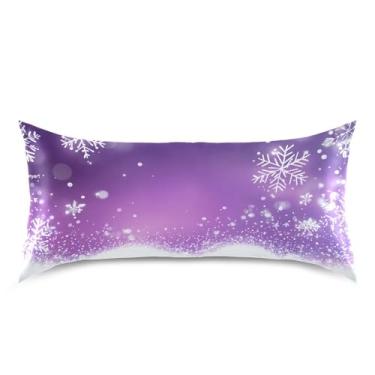 Imagem de Blueangle Fronha de cetim de floco de neve de inverno para cabelo e pele, fronha de seda, tamanho king (50,8 x 101,6 cm) - Capas de almofada de cetim com fecho de envelope (269)