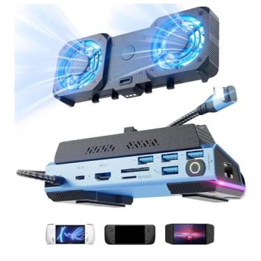 Imagem de ASHATA 4K @ 60 Hz para Steam Deck Dock, Estação de Acoplamento 10 Em 1 para ROG Ally X para Legion Go for Claw, Ventilador de Resfriamento Duplo Removível, Gigabit Ethernet, 4 Slots