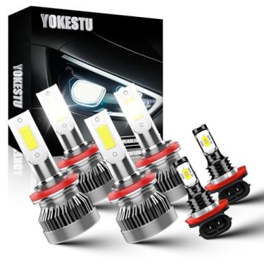 Imagem de YOKESTU Adequado para Nissan Rogue 2014 2015 2016 2017 2018 2019 2020 kit de lâmpadas de farol alto e baixo farol de neblina 6500K, 600% de brilho, Plug n Play, pacote com 6