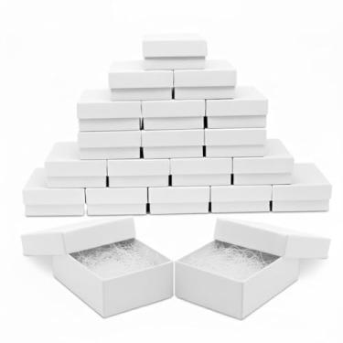 Imagem de Caixa de presente de joias feita nos EUA em espiral branco com almofada de algodão removível 3X2,3X1 (pacote com 20) + pano de limpeza NB