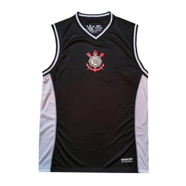 Imagem de Regata Corinthians Basquete Preta e Branca Licenciada Coimbra-Masculino