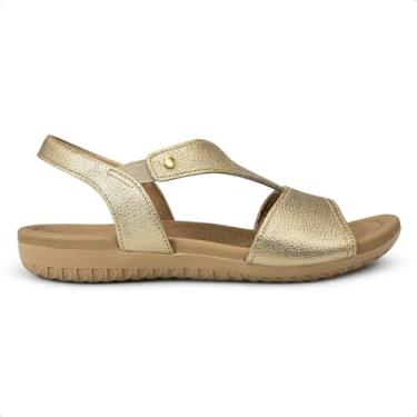 Imagem de Usaflex, Sandália Rasteira Feminina Usaflex Couro Ouro R18083004 Tamanho:37;Cor:Dourado