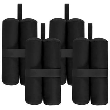 Imagem de 4 peças de sacos de areia para eventos ao ar livre, peso de dossel de tecido Oxford 600D resistente, comporta 17 kg para atividades de piquenique de acampamento em barracas, 16,5 × 4,76 cm (preto)