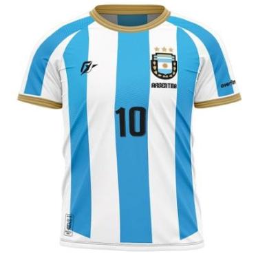 Imagem de Camiseta Filtro UV Infantil Argentina Albiceleste Tri Campeã-Masculino