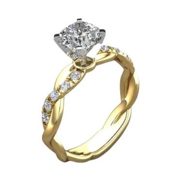 Imagem de Anel De Diamante Quadrado Princesa Em Ouro Rosé 18k, Popular Entre Inf