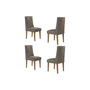 Imagem de Kit 4 Cadeiras de Cozinha Pietá 4 Un Madeira Capuccino/Suede Capuccino - Rufato