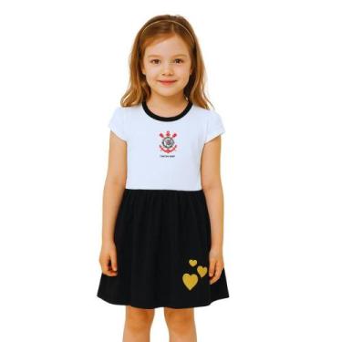Imagem de Vestido Infantil Corinthians Canelado Torcida Baby, Tam 2