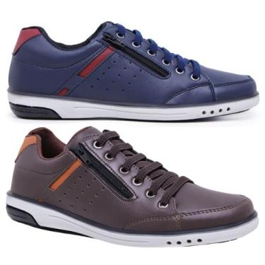 Imagem de Kit 2 Pares Sapatênis Masculino Casual Fechamento Elastico e Ziper - S