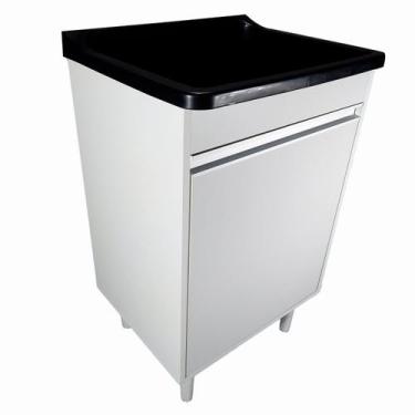 Imagem de Tanque de Lavanderia Plástico 34 L com Gabinete MDF 53 cm Branco com V