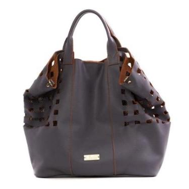 Imagem de BOLSA FEMININA EM COURO ALÇA DE MÃO LAVANDA COM LARANJA "JADE MORATO"-Feminino