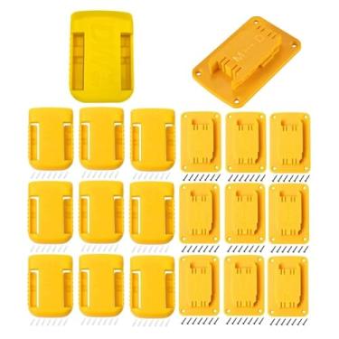 Imagem de Qivine 20 peças de suportes de bateria para ferramentas, montagem na parede, furadeira e suporte de bateria compatíveis com Dewalt 20V e Milwaukee Tools, organizador de armazenamento de parede ABS