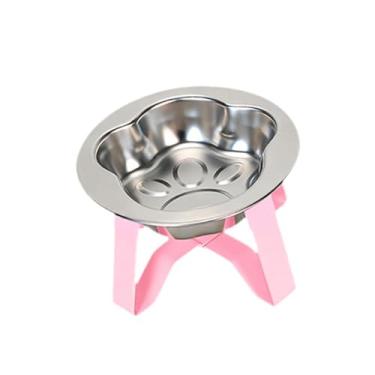 Imagem de FJMQHU Tigela Elevada para Gatos com Função de água E Comida, Estável, com Suporte, Tigelas de aço Inoxidável para Filhotes, Cães de Pequeno Porte, Gatos E G, Rosa