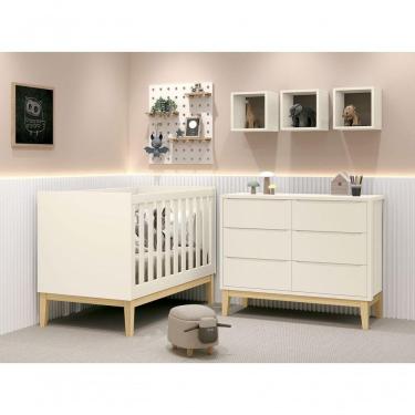 Imagem de Jogo De Quarto Para Bebê Classic New Areia Fosco Com Natural - Moveisaqui