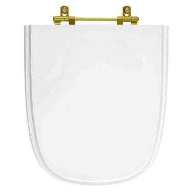 Imagem de Assento Sanitario Poliester Ibiza Branco Ferragem Dourada Para Vaso Incepa