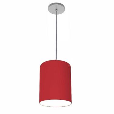 Imagem de Lustre Luminária Pendente Vivare Free Lux Pe-4104cz Cúpula Em Tecido 15x25cm Bordo Canopla Cinza E Fio Cristal