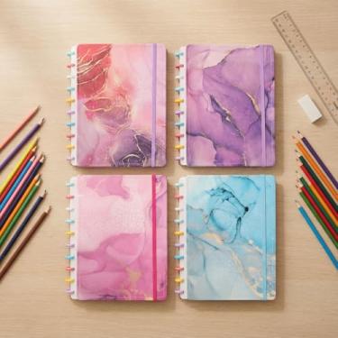 Imagem de Caderno capa dura marmorizado A5 B5 A4 para anotações, caderno sem pauta ou pautado, caderneta estilo couro, caderno de anotações, caderno 96 folhas capa dura espiral (Marmorizado Glitter-B5(G))