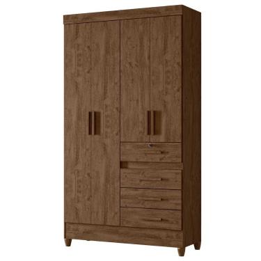 Imagem de Guarda Roupa Solteiro Sobral 4 Portas Bater Castanho Wood MDP