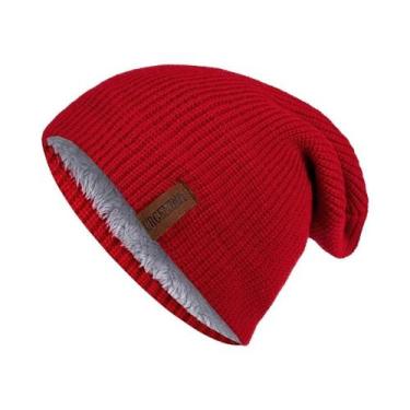 Imagem de Gorro De Inverno Unissex Forrado Com Pelúcia, Tricotado, Quente, Boné 