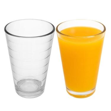 Imagem de Jogo 2 Copo De Vidro 200ml Suco Refrigerante água Lines Rings Fratelli