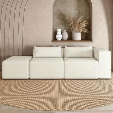 Imagem de Sofá 4 Lugares 283cm com Puff Esquerdo Fay Bouclê Branco Z55  - Mpozenato