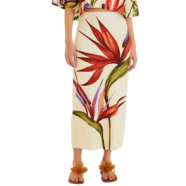 Imagem de Saia Midi Reta Farm Rio Maxi Estrelícia-Feminino