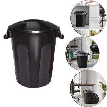 Imagem de Lixeira Preta Cesto De Lixo Grande 58 Litros Com Tampa - Arqplast