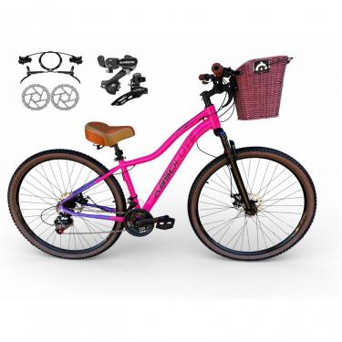Imagem de Bicicleta Aro 29 Feminina Absolute Hera Retrô Vintage Shimano 21v Hidráulica Confortável Cesta Rosa-lilas Tamano 15