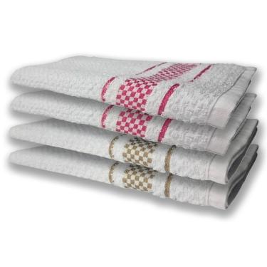 Imagem de 4 Panos De Prato Atoalhado Felpudo Premium Rosa+marrom