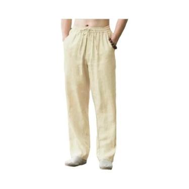 Imagem de Calças De Praia Masculinas Em Algodão E Linho, Estilo Casual, Soltas, 