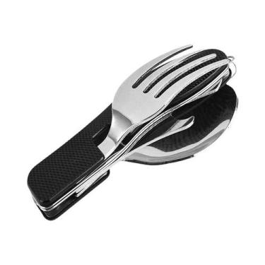 Imagem de Canivete Dobrável 4 Em 1 De Aço Inoxidável Com Garfo E Colher Para Cam