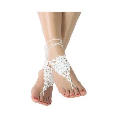 Imagem de Sandálias De Crochê Para Casamento Na Praia, Ornamentadas Com Pulseira