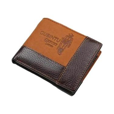 Imagem de Carteira Masculina De Couro Genuíno Com Zíper Para Moedas, Alta Qualid