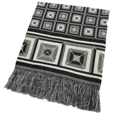Imagem de Manta Xale Sofá Decorativa Luxo Dupla Face Jacquard 1,70x1,40m Várias 