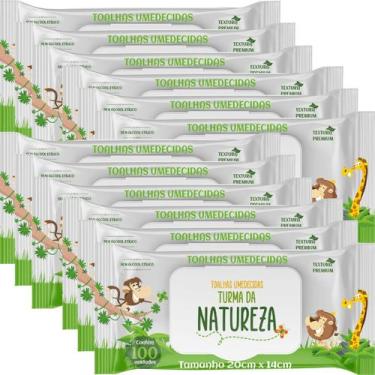 Imagem de Kit Com 12 Toalha Umedecida Turma da Natureza 100 Unidades Total 1200