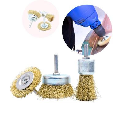 Imagem de Escova De Aço Carbono Circular Para Furadeira 3 Unidades