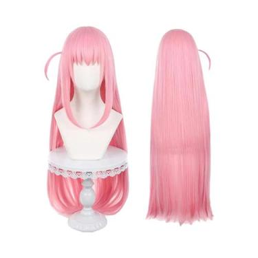 Imagem de Peruca Longa Laranja Marrom Para Cosplay De Chainsaw Man, Anjo E Diabo