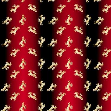 Imagem de Papel De Parede Cavalo Dourado Fundo Preto Vermelho Adesivo