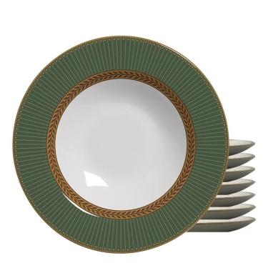 Imagem de Jogo 8 Pratos Fundo Celebrate Verde Plus Cerâmica Alleanza 25 Cm