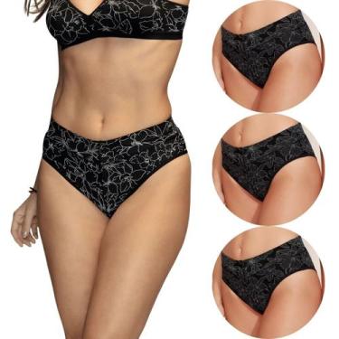 Imagem de Kit 3 Calcinhas Feminina Olimpo Demillus Cós Firma Barriga, EG, Preto