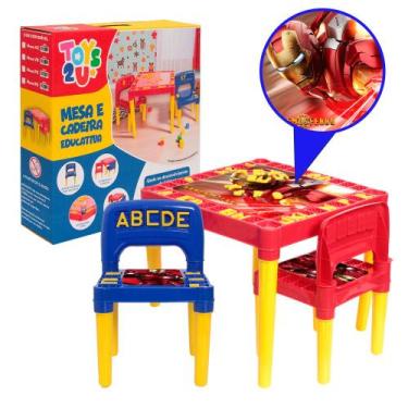 Imagem de Mesa Infantil Com Cadeira Plástico Colorida Homem De Ferro - Toys 2U