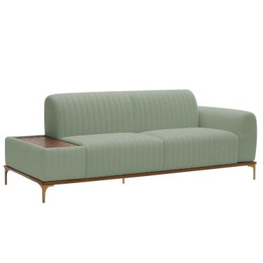 Imagem de Sofá Molino 3 Lugares 210cm C/mesa Auxiliar Direito Pés Ouro.f Bouclé Verde Claro - Nex...